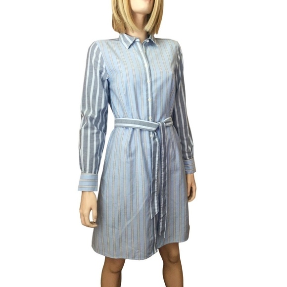 Brooks Brothers Shirt Dress Full Button Front Classic Stripe with Pockets & Belt - Picture 7 of 15